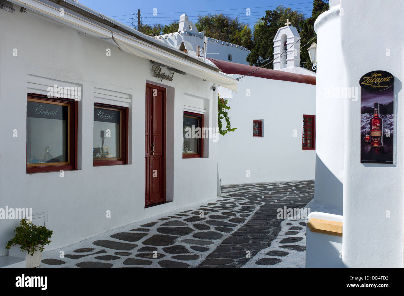 Greece, Mykonos, a luxury shop of the Chora old town Stock Photo