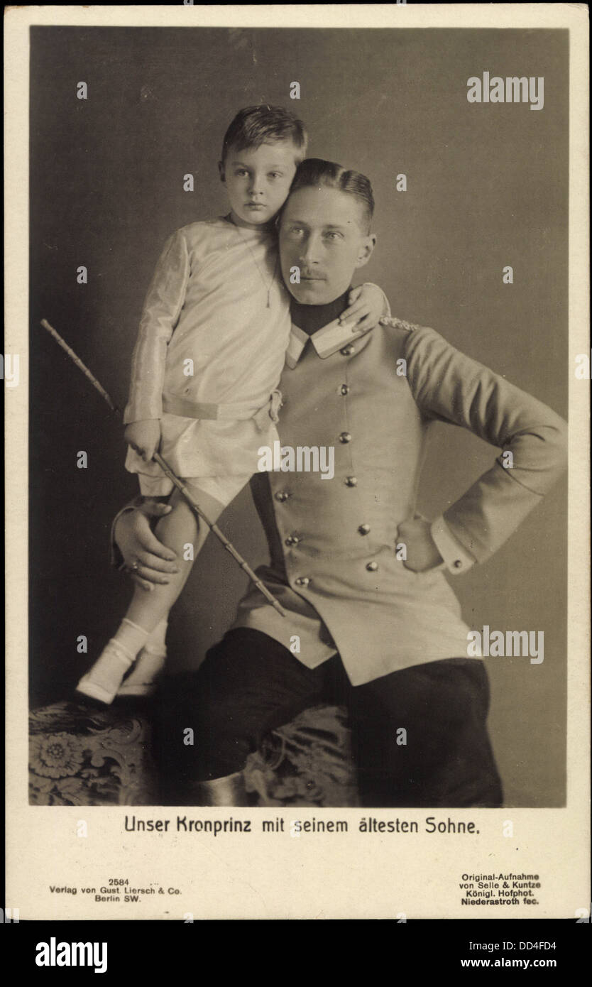 Ak Kronprinz Wilhelm von Preußen mit Prinz Wilhelm, Liersch 2584 Stock