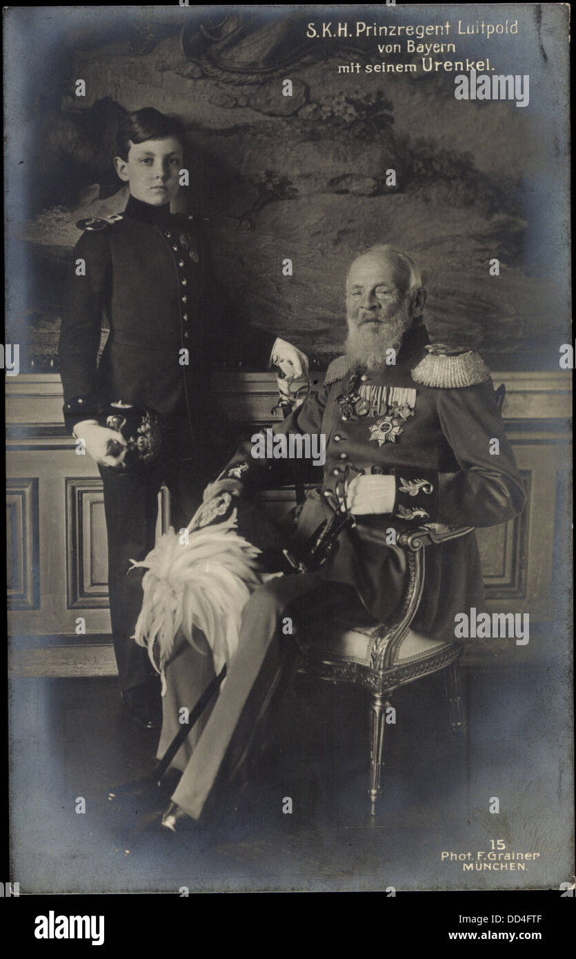Ak S.K.H. Prinzregent Luitpold von Bayern mit seinem Urenkel; Stock Photo