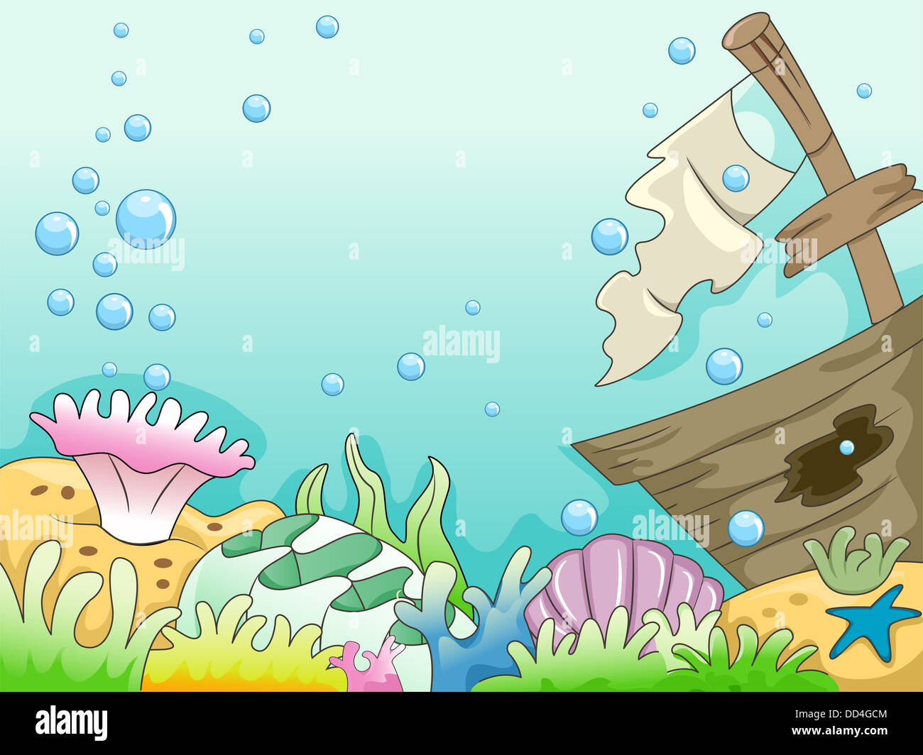 Illustration of Underwater Shipwreck Stock Photo Alamy