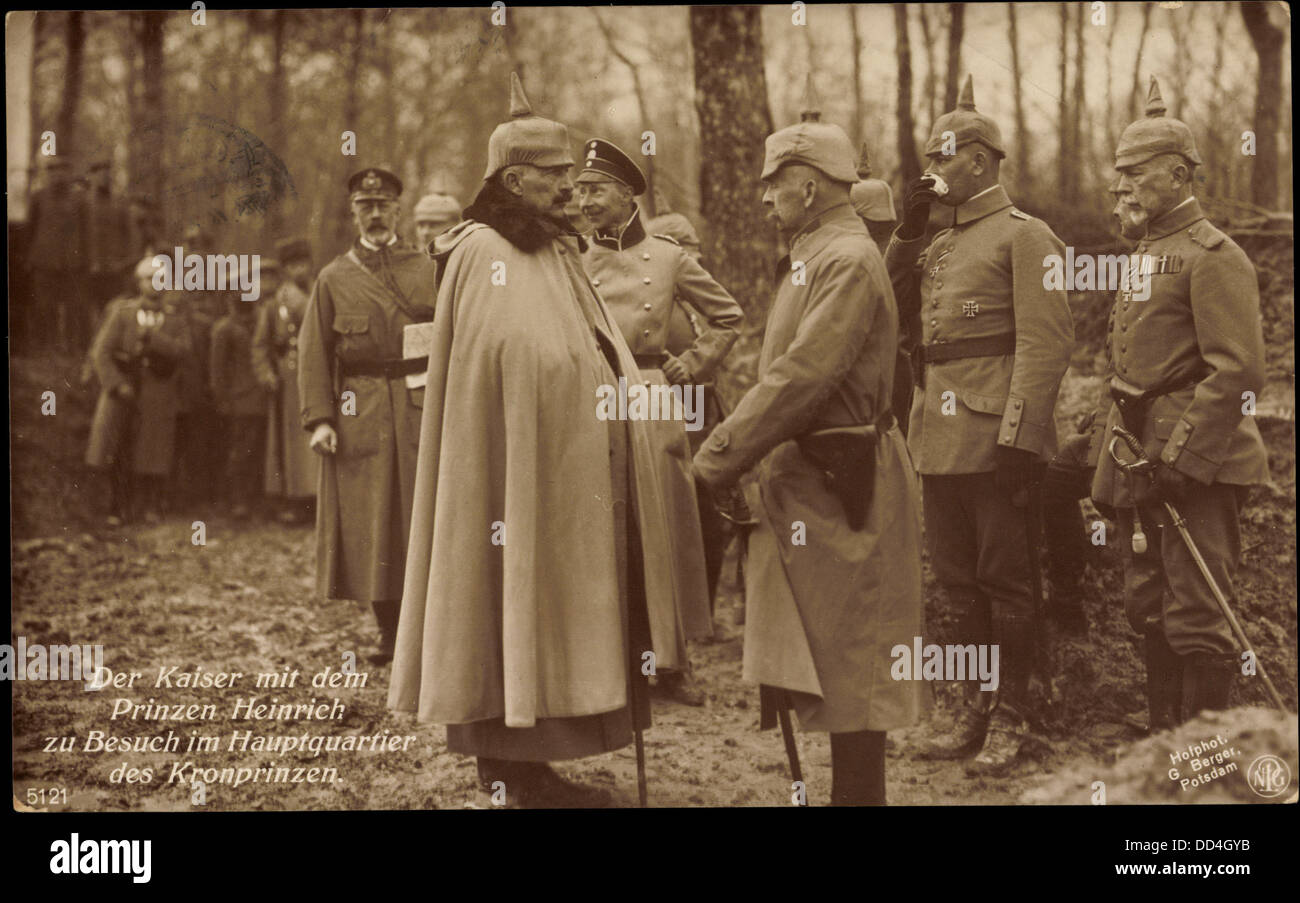 Ak Der Kaiser mit dem Prinzen Heinrich zu Besuch im Hauptquartier, Kronprinz; Stock Photo