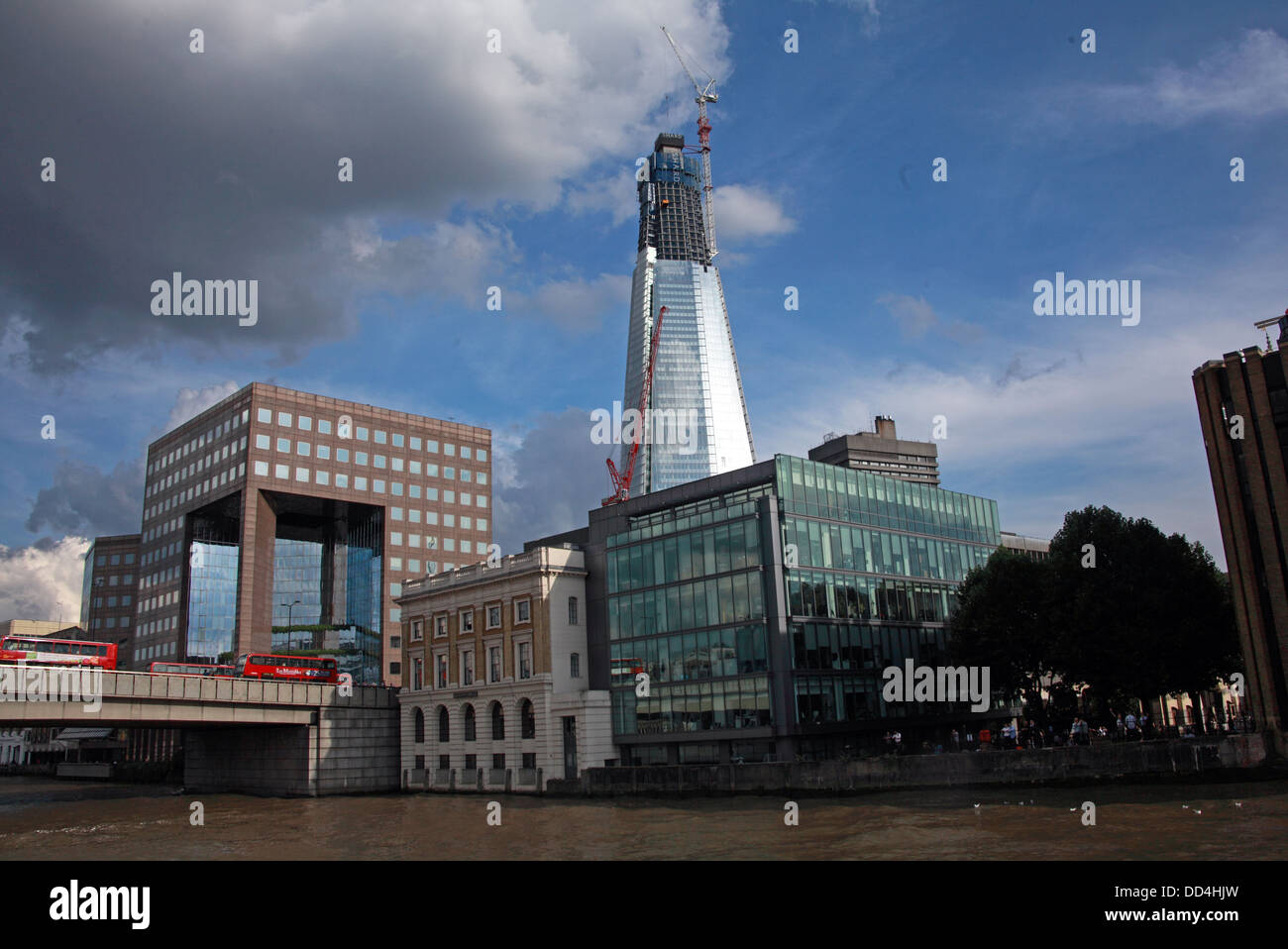 The Shard under construction August 2011 from the Thames, London, England, UK Stock Photo