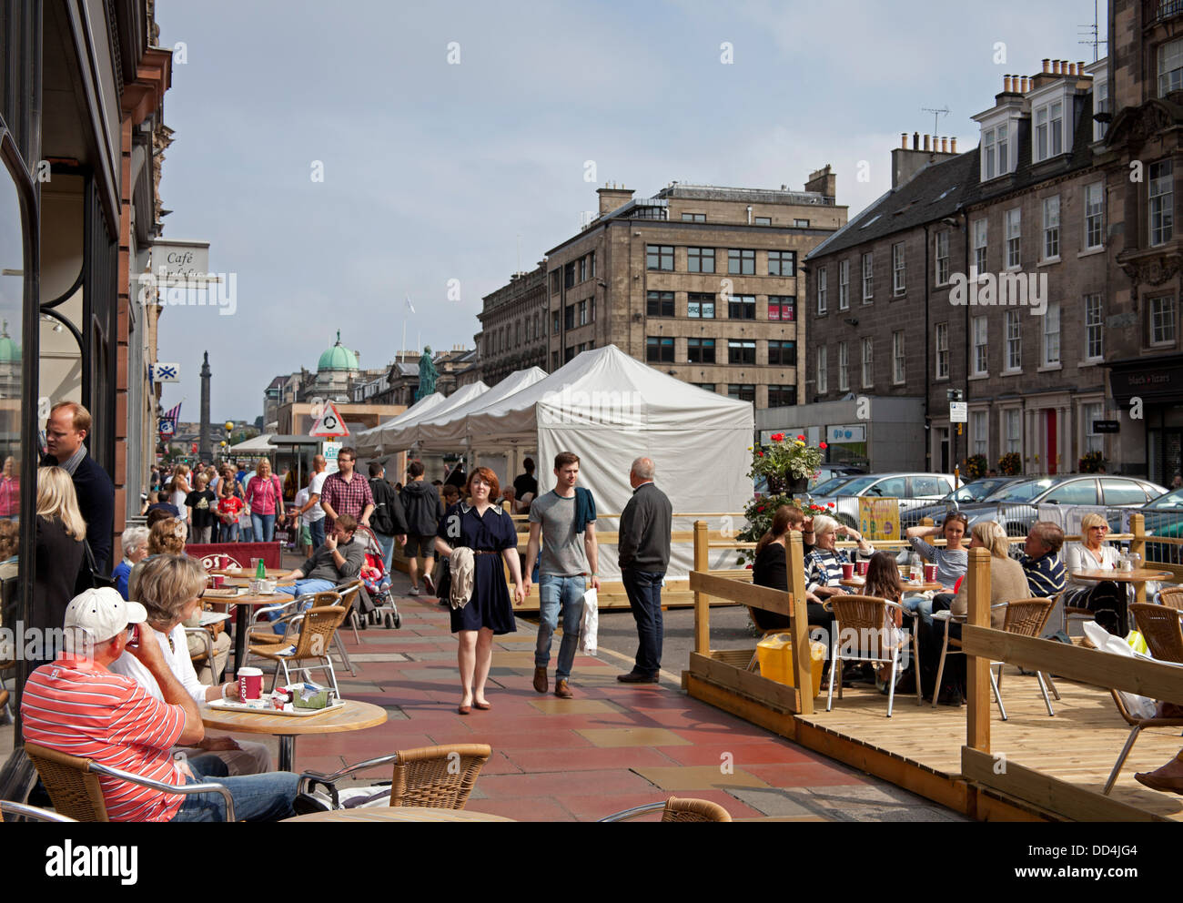 Street, Edinburgh, Scotland UK dining alfresco during Fringe