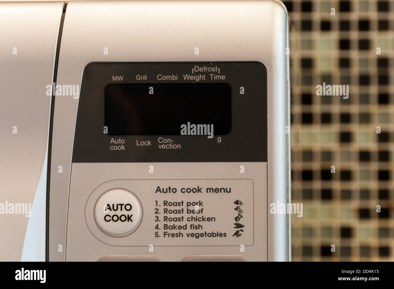 Controls on a microwave oven. Stock Photo