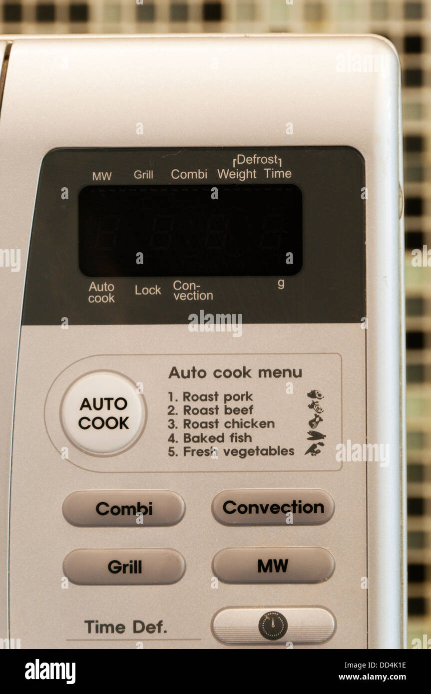 Controls on a microwave oven. Stock Photo