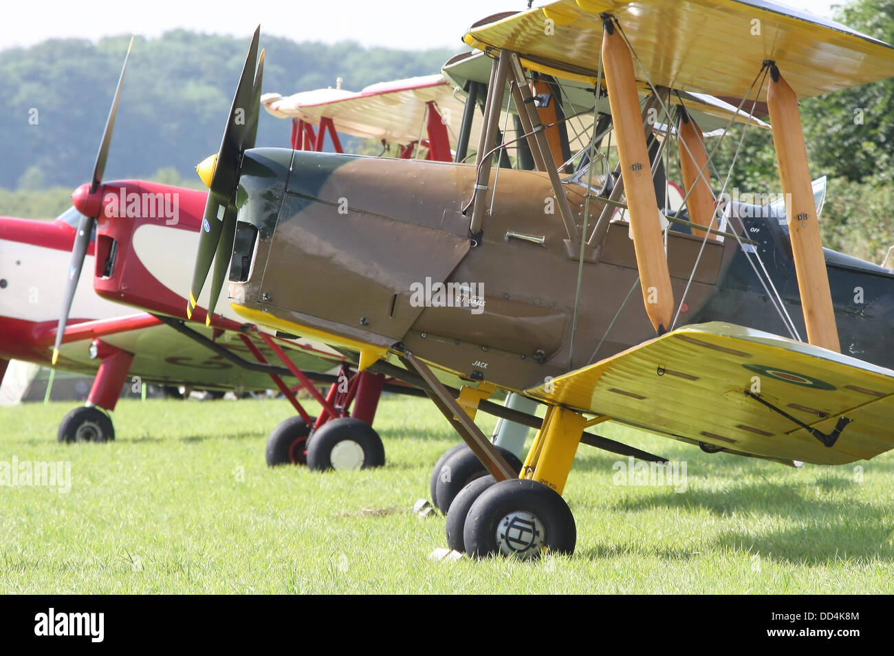 25th August 2013, Little Gransden, Cambs, UK - biplanes and antiques planes line up at the LITTLE GRANSDEN Airshow Credit:  Motofoto/Alamy Live News Stock Photo