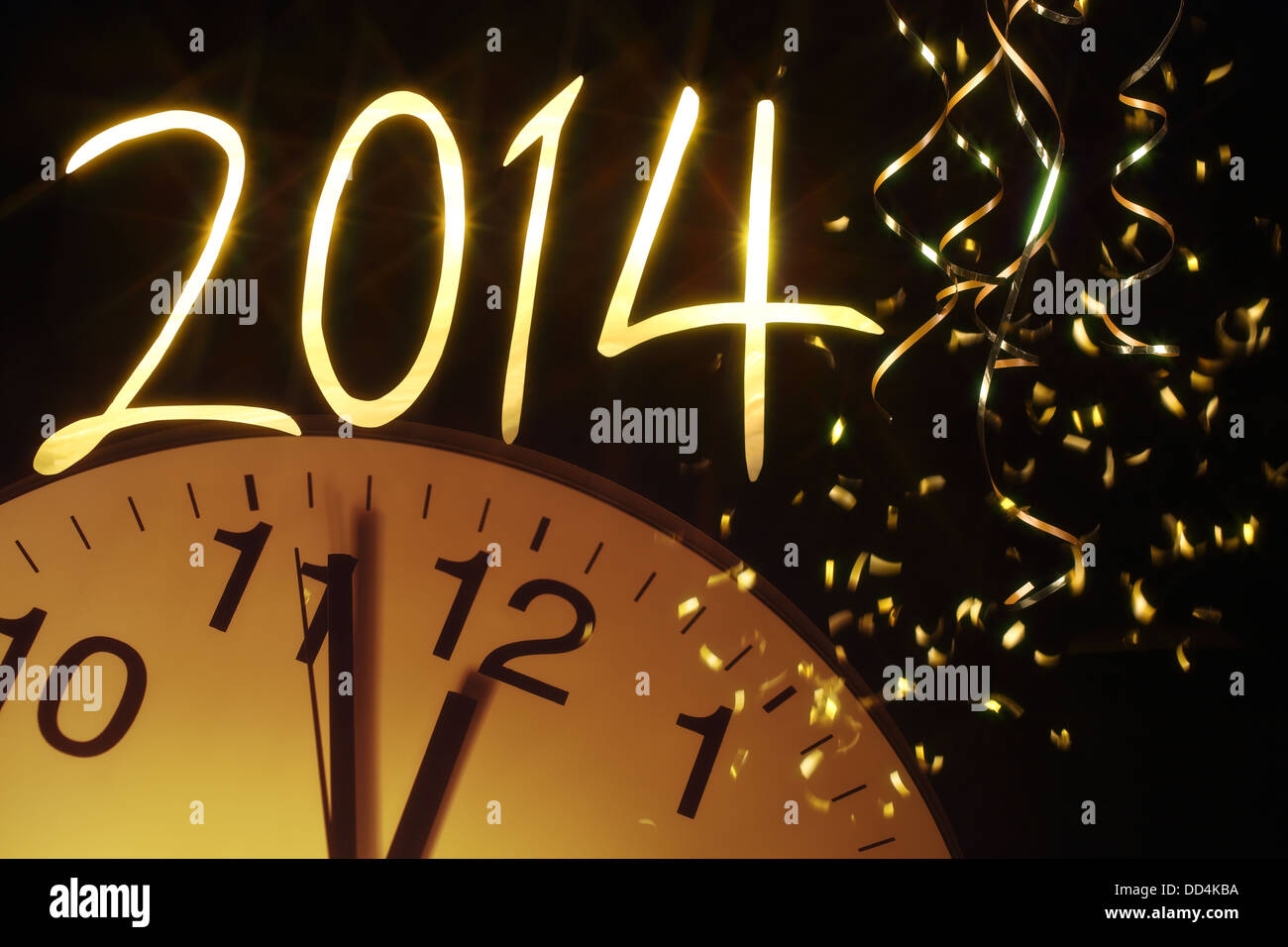 new year clock before midnight,2014 Stock Photo
