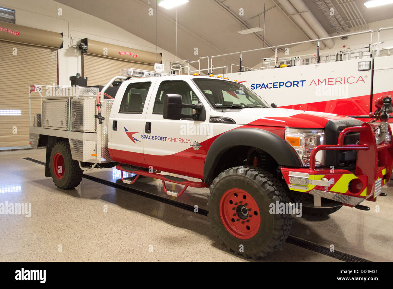 An emergency vehicle at the Spaceport America facility in the New
