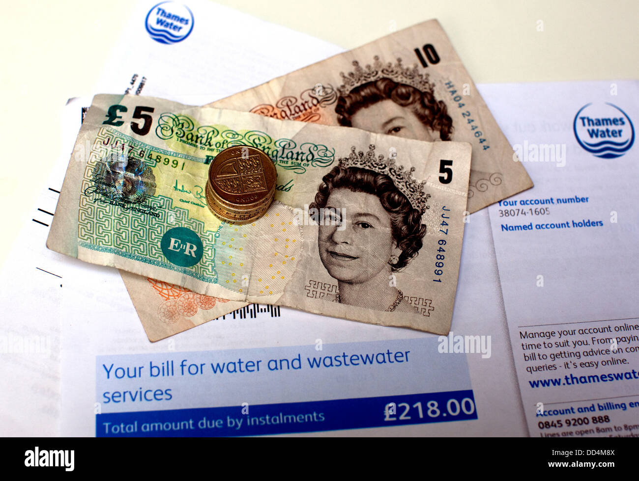 Thames Water residential bill for water & wastewater services, London Stock Photo