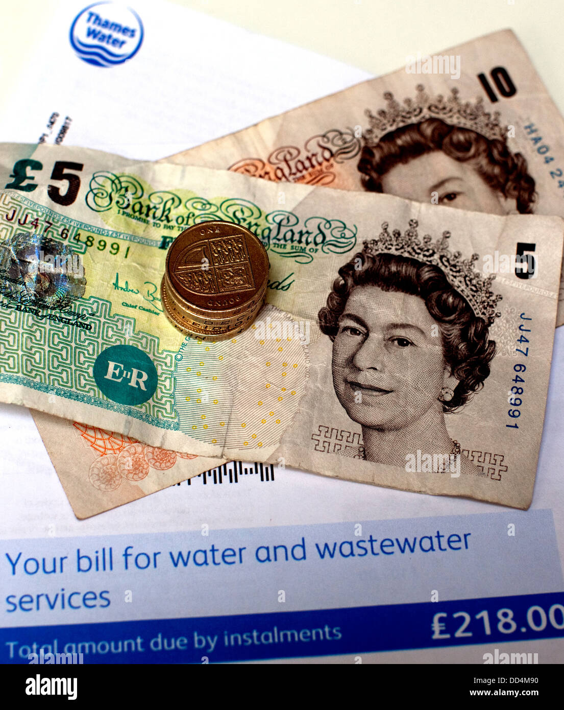 Thames Water residential bill for water & wastewater services, London Stock Photo