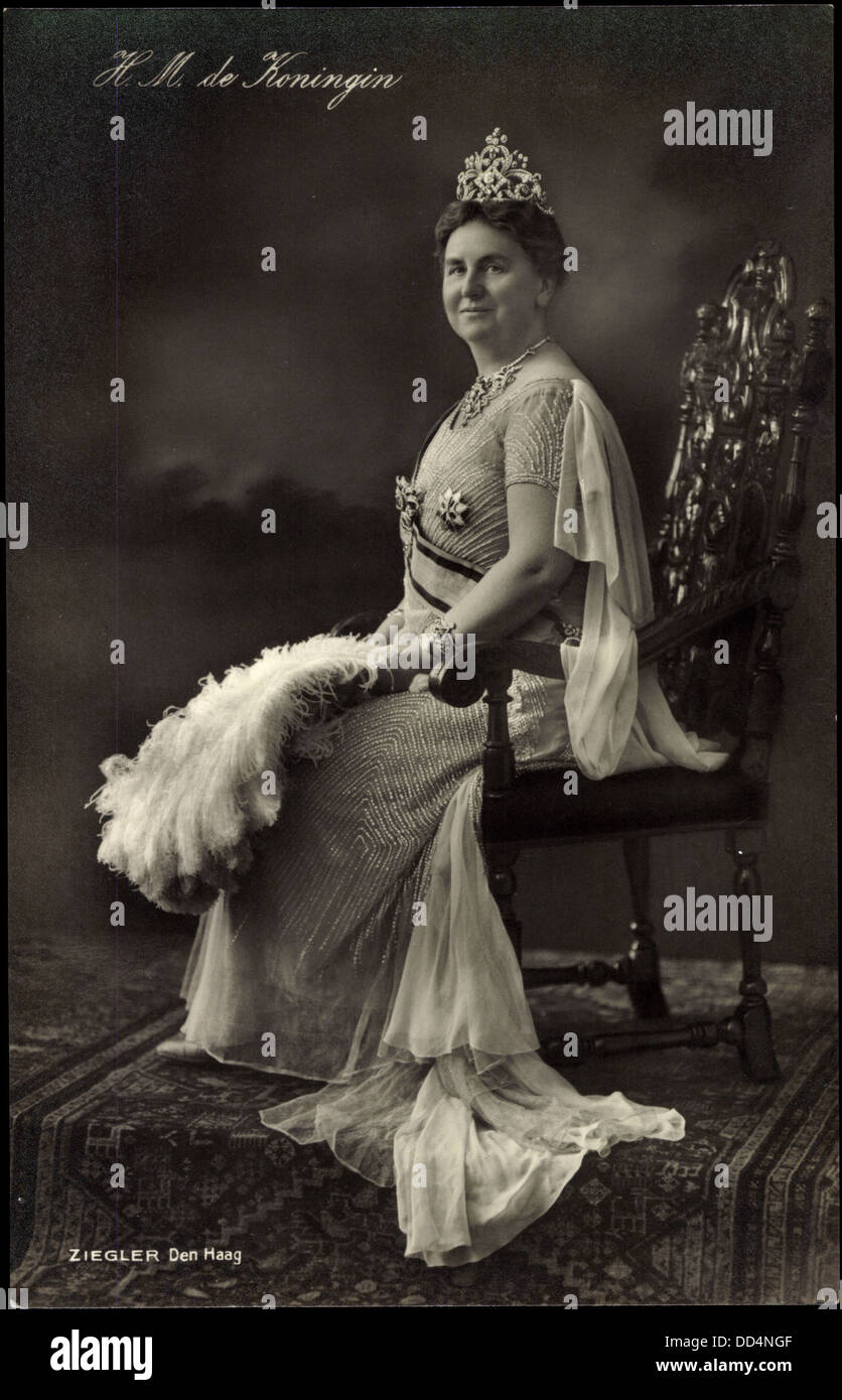 Ak H.M. de Koningin, Königin Wilhelmina der Niederlande, Krone Stock