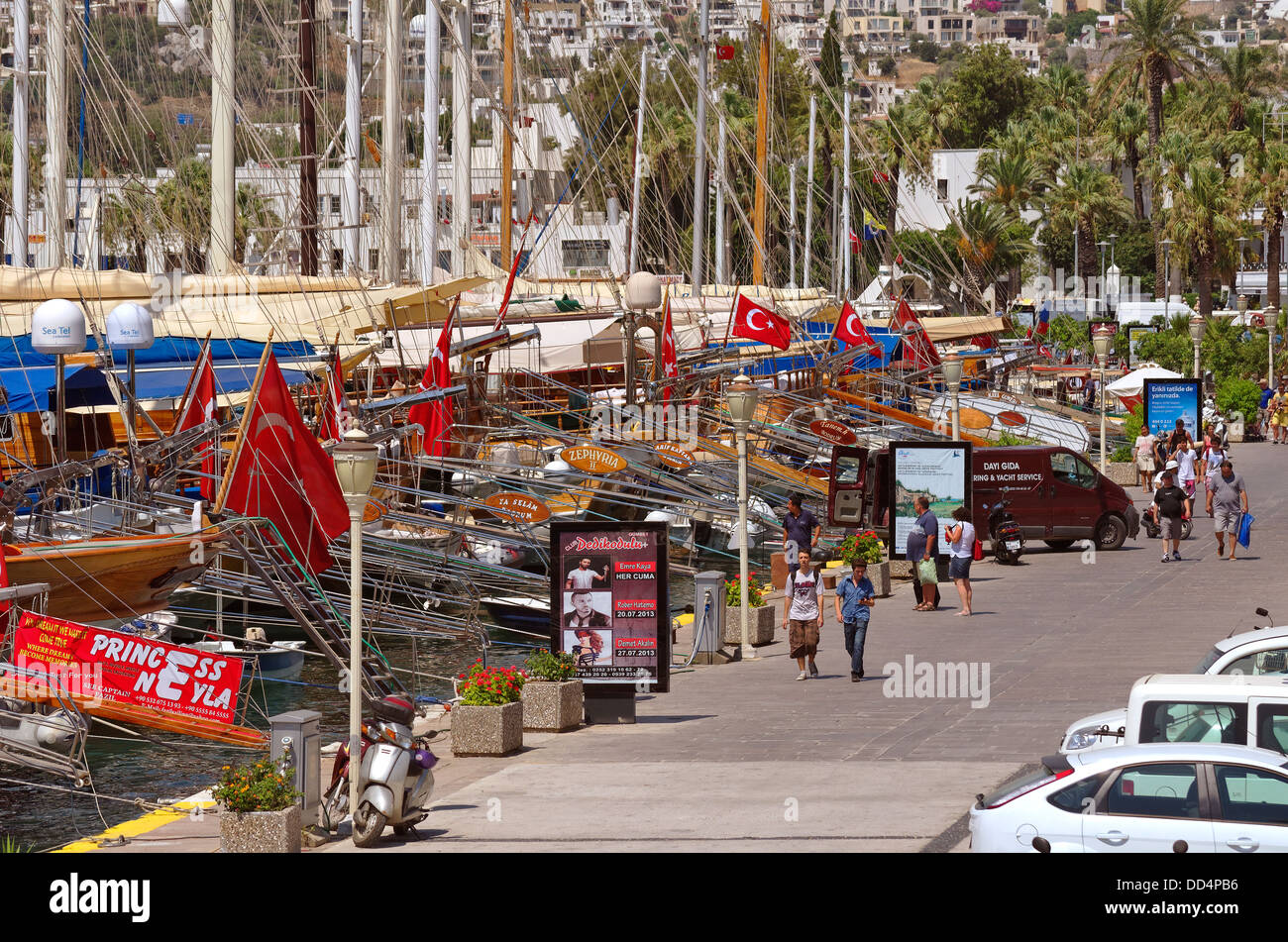 Quayside of the main harbour at Bodrum, Mugla Province, Turkey. Stock Photo