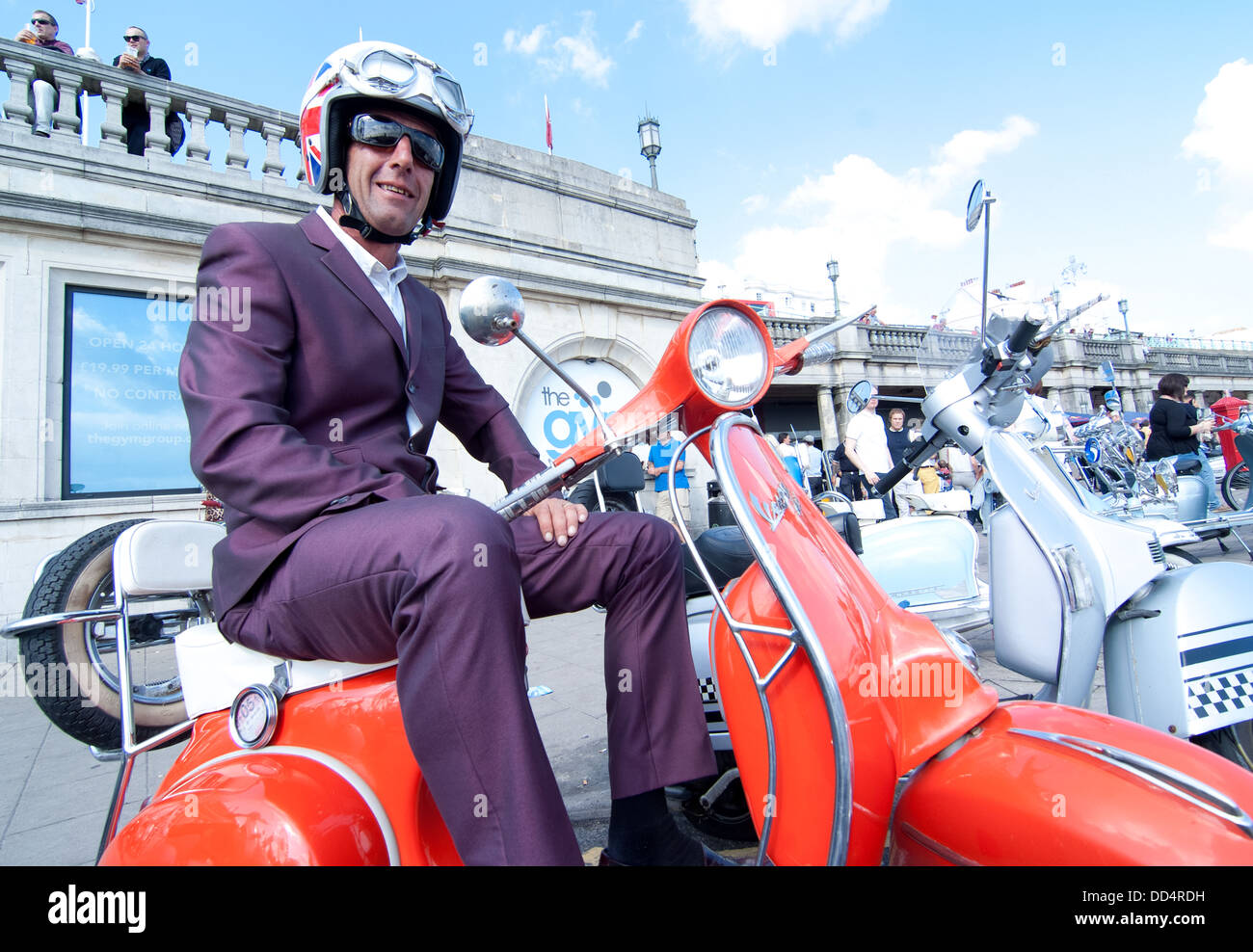A two tone suit wearing Mod enjoying the Mod Scene and August Bank Holiday. Stock Photo