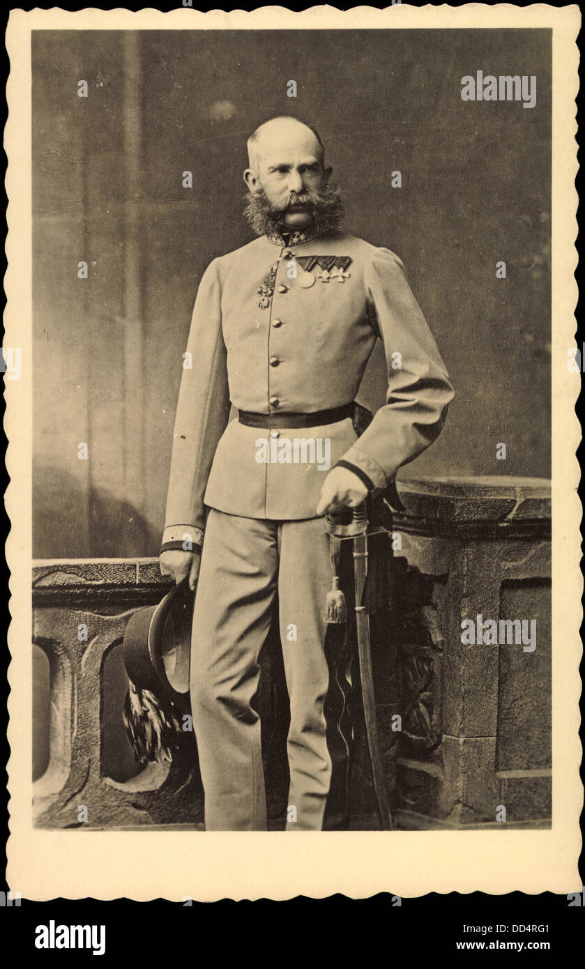 Foto Ak Kaiser Franz Josef I., Jüngere Jahre, Jägerhut, Uniform, Säbel; Stock Photo