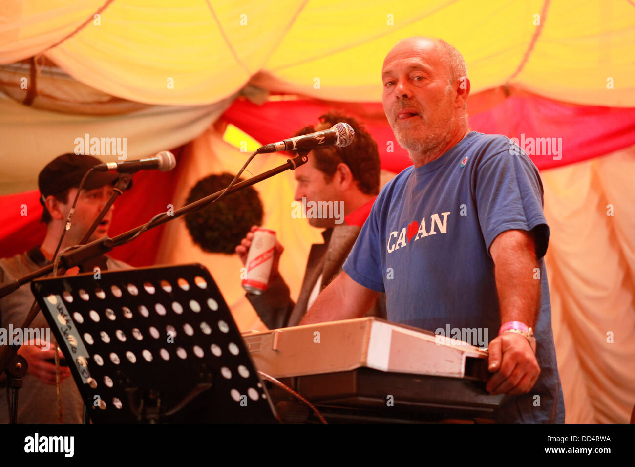 Keith Allen performing with his band in the Rabbit Hole, Glastonbury  Festival 2013 Stock Photo - Alamy, image size:1300x956