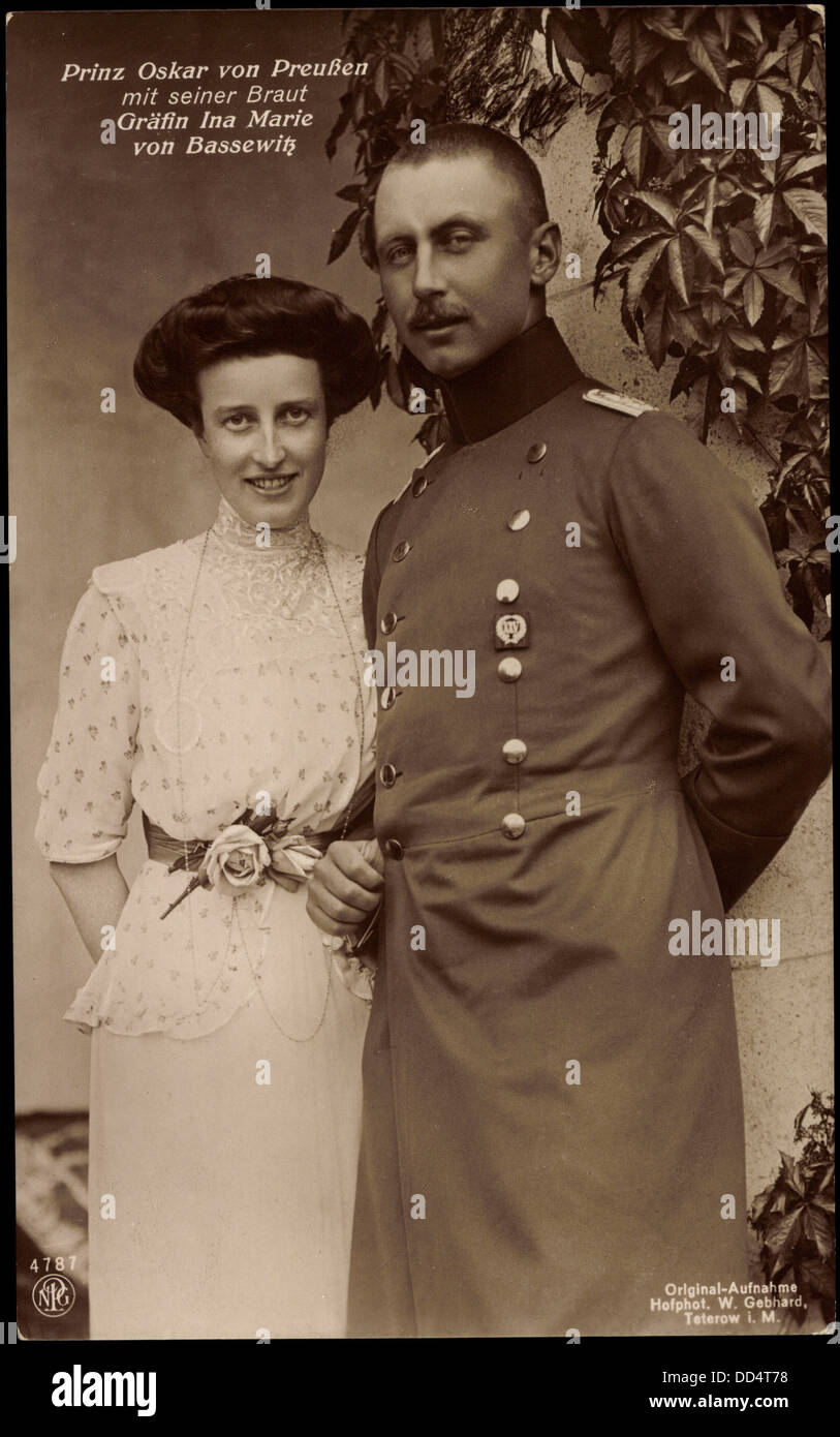 Ak Prinz Oscar von Preußen, NPG 4787, Braut Gräfin Ina Marie von Bassewitz; Stock Photo