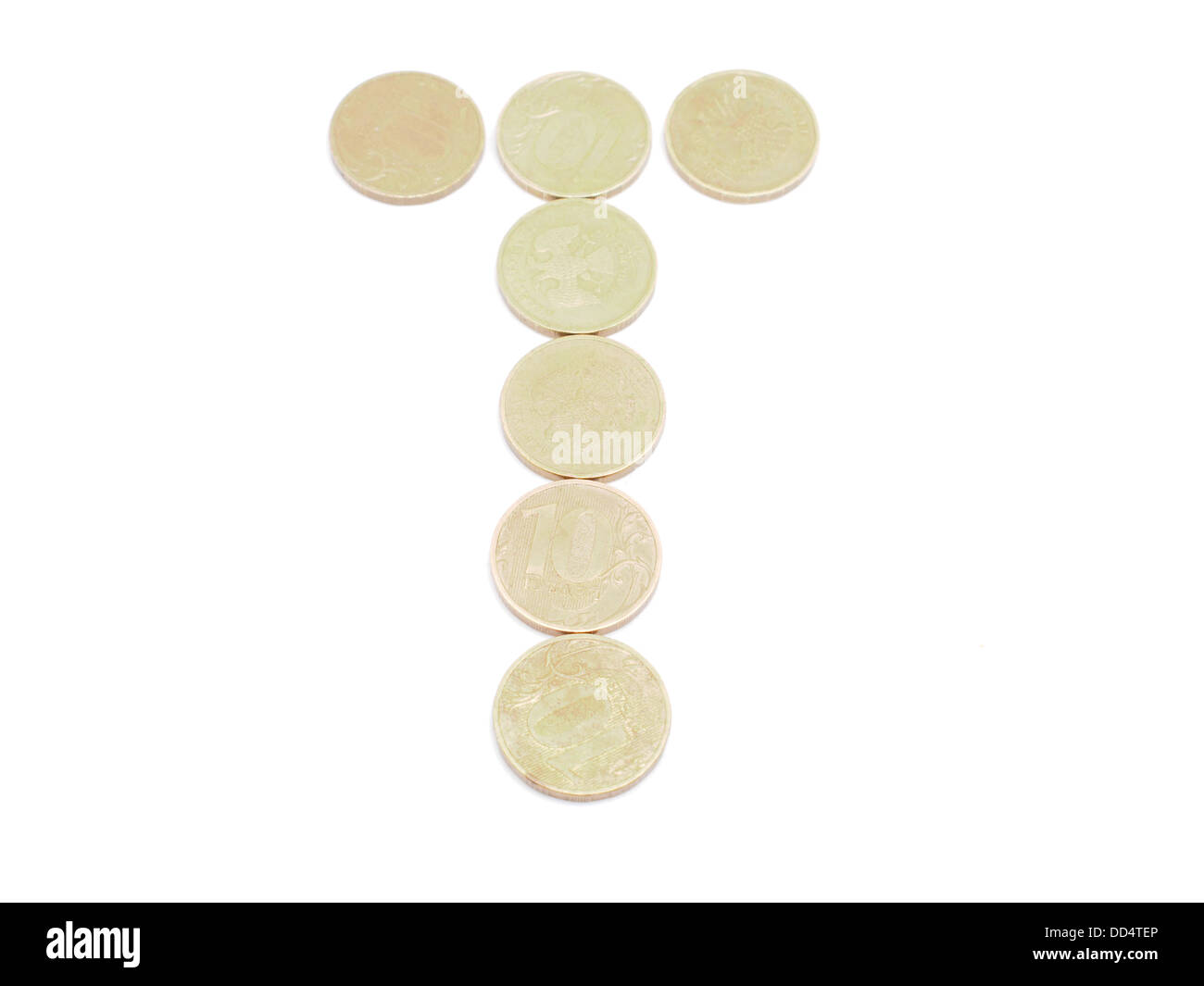 Letters of coins on a white background Stock Photo Alamy