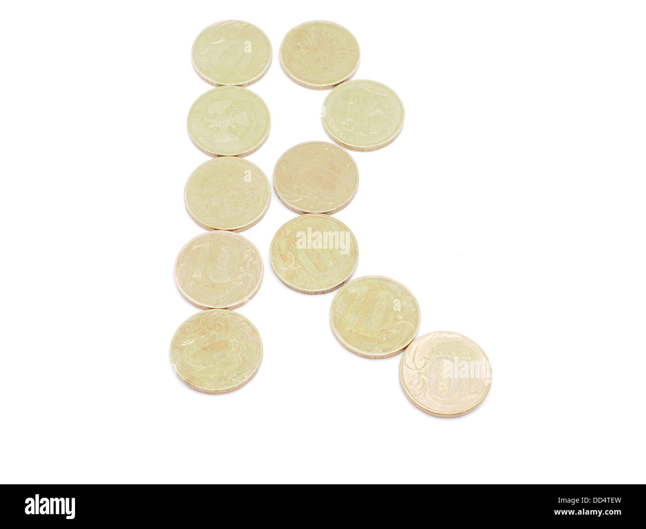 Letters of coins on a white background Stock Photo Alamy