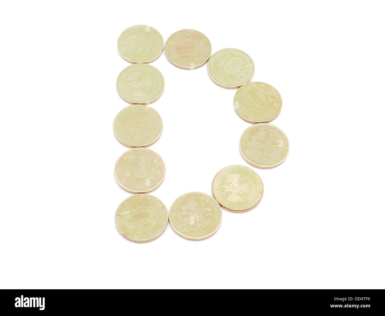 Letters of coins on a white background Stock Photo Alamy