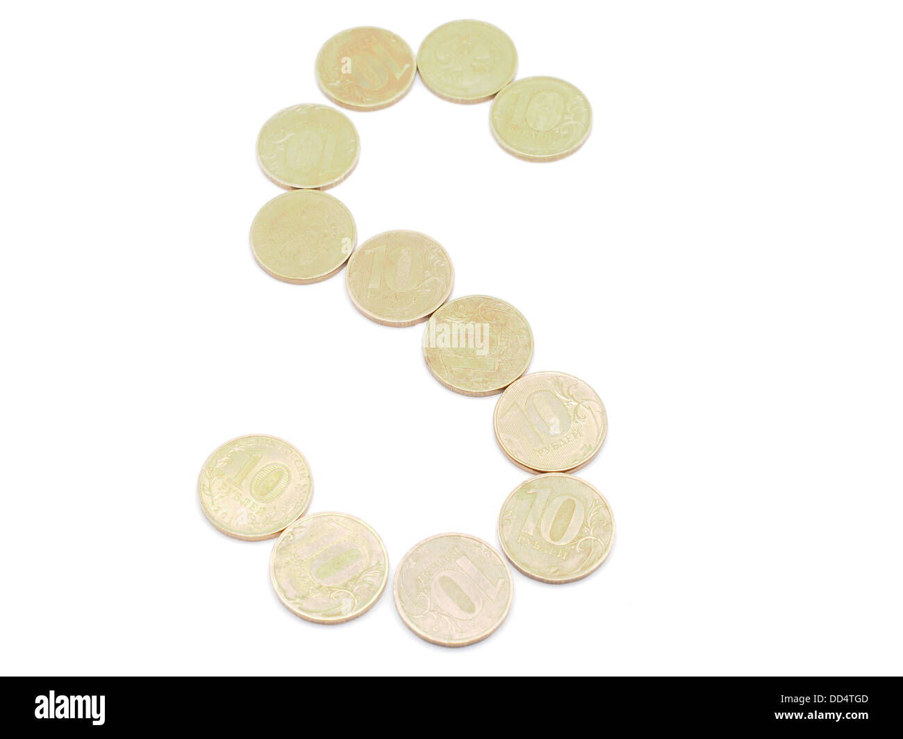 Letters of coins on a white background Stock Photo Alamy