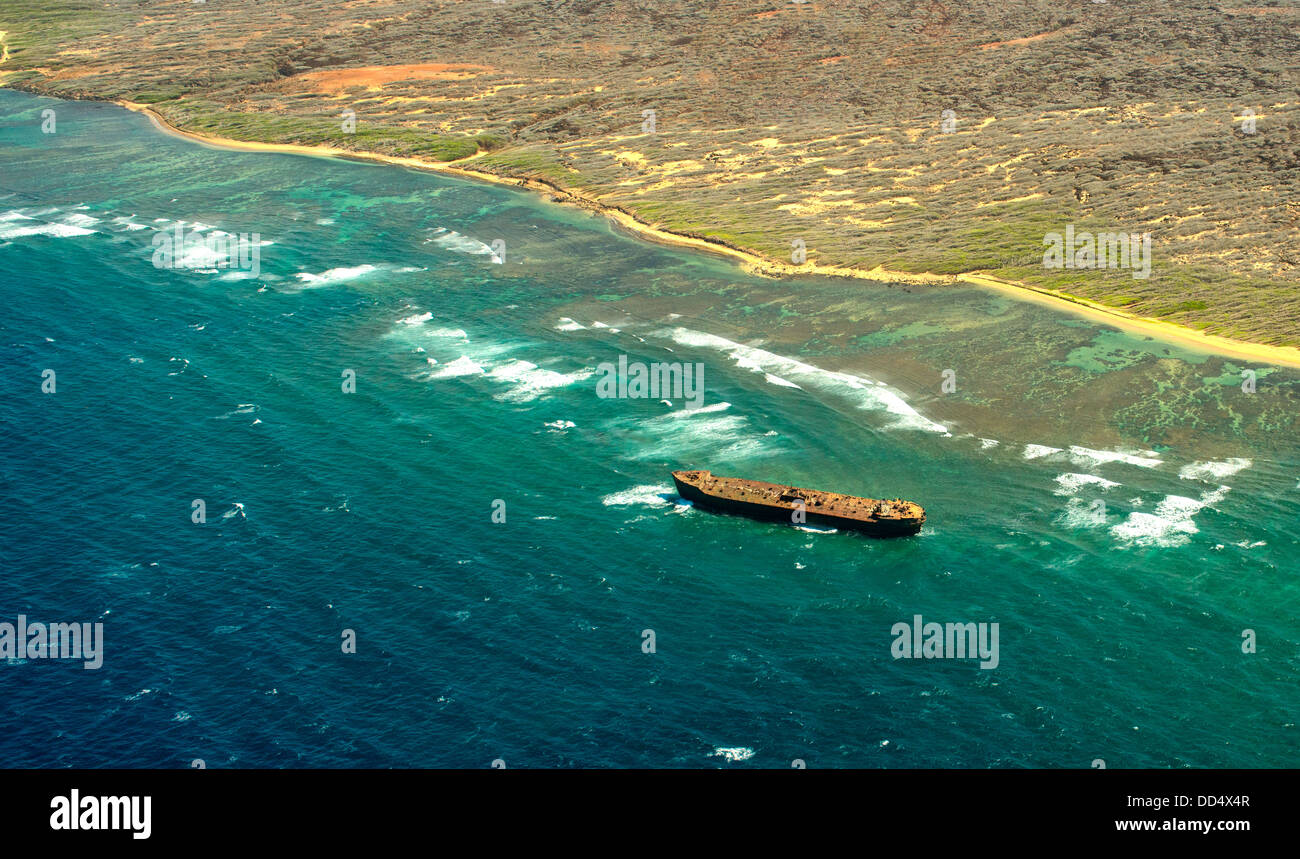 Shipwreck Beach, Island of Lanai, Hawaii Stock Photo