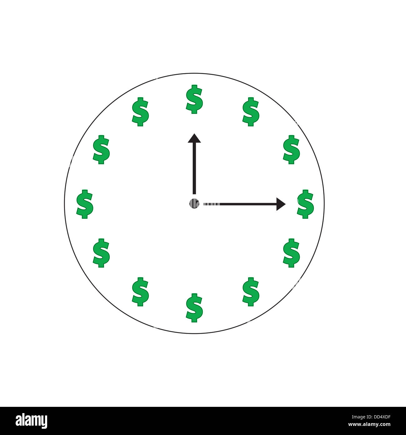 A clock with dollar signs Stock Photo Alamy