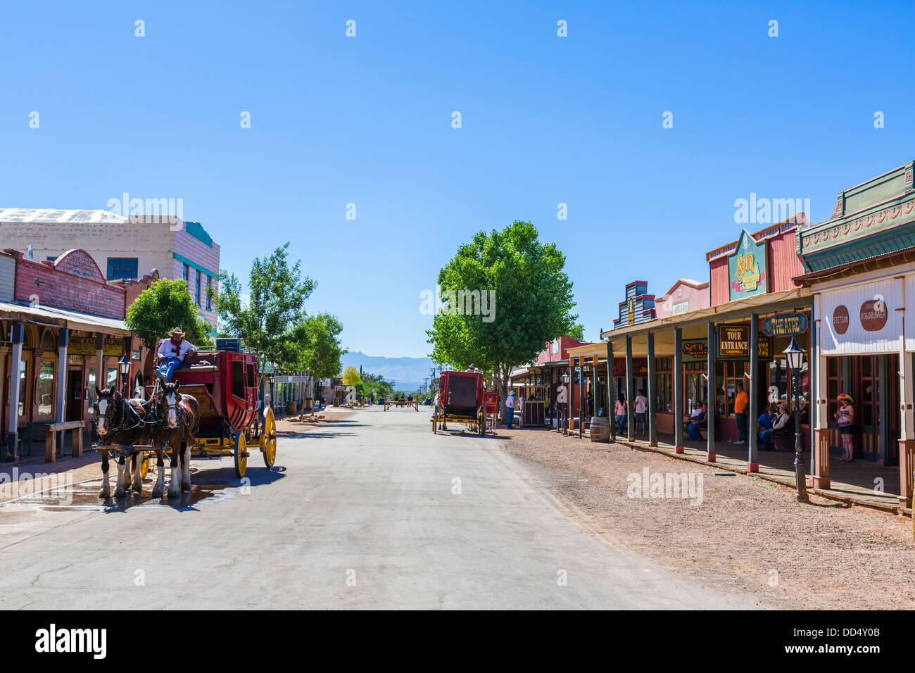 Stagecoach rides on East Allen Street, Tombstone, Arizona, USA Stock Photo