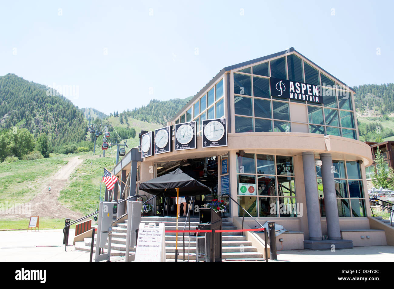 The gondola station at Aspen ski resort in Colorado. Stock Photo