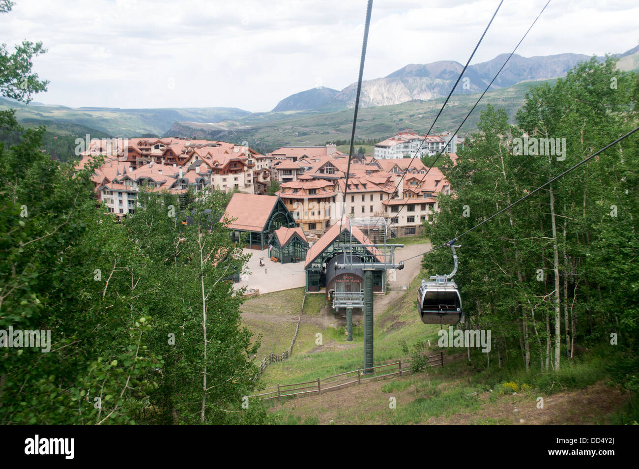 A free gondola that runs from Telluride to Mountain Village in the Rocky Mountains in Colorado