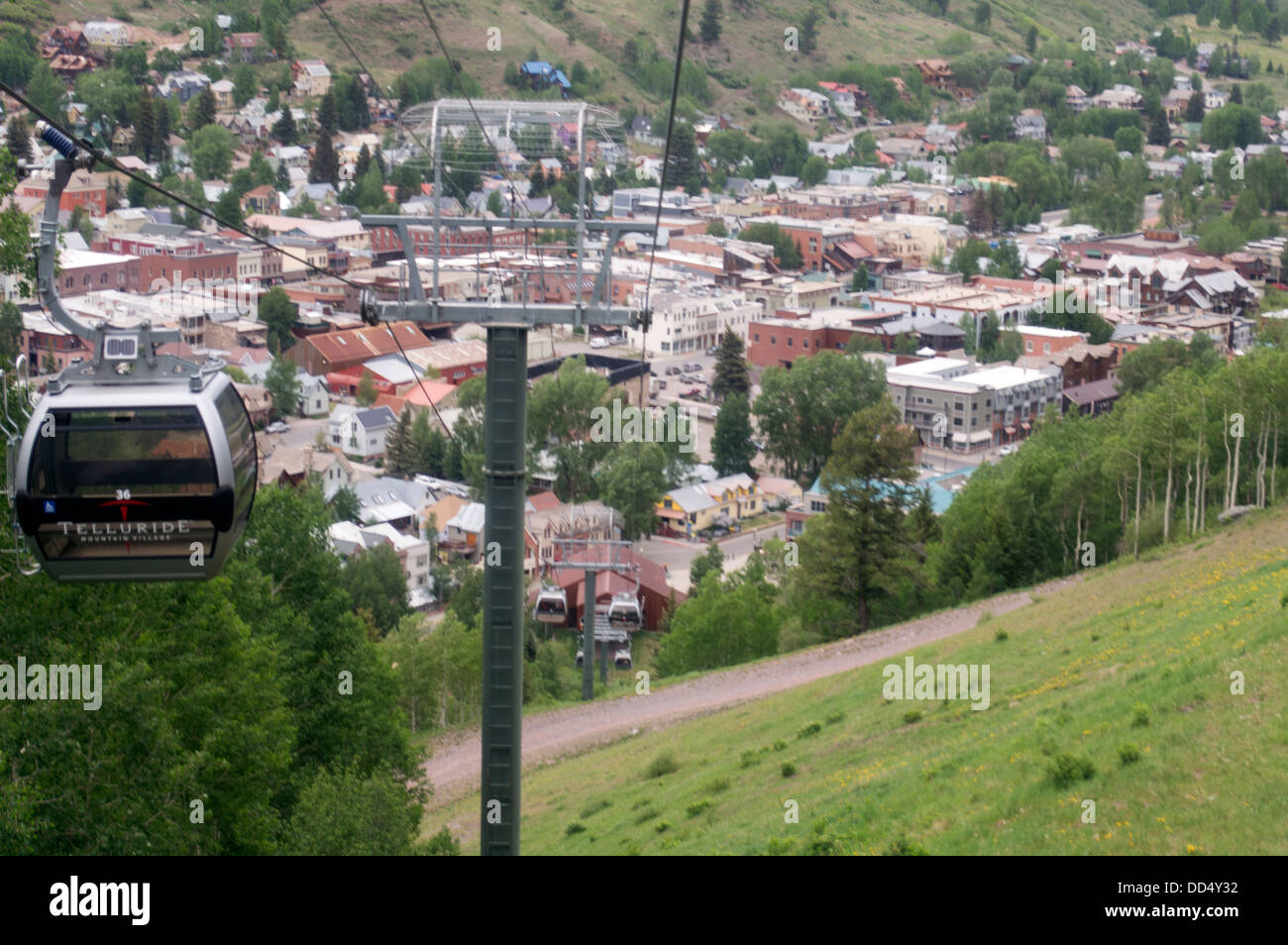 A free gondola that runs from Telluride to Mountain Village in the Rocky Mountains in Colorado