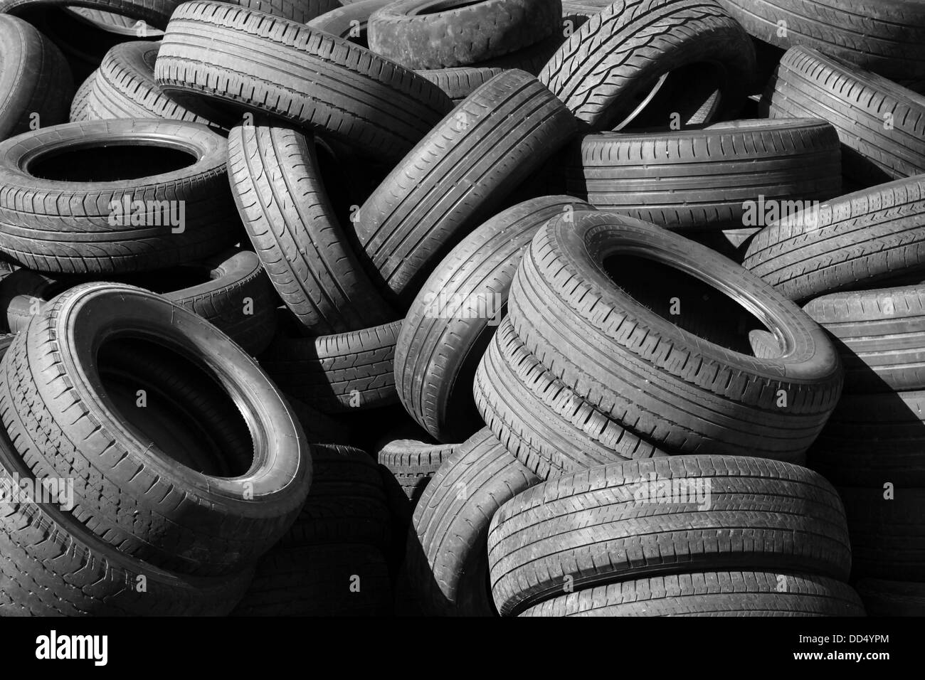 Pile of old used automotive tires Stock Photo