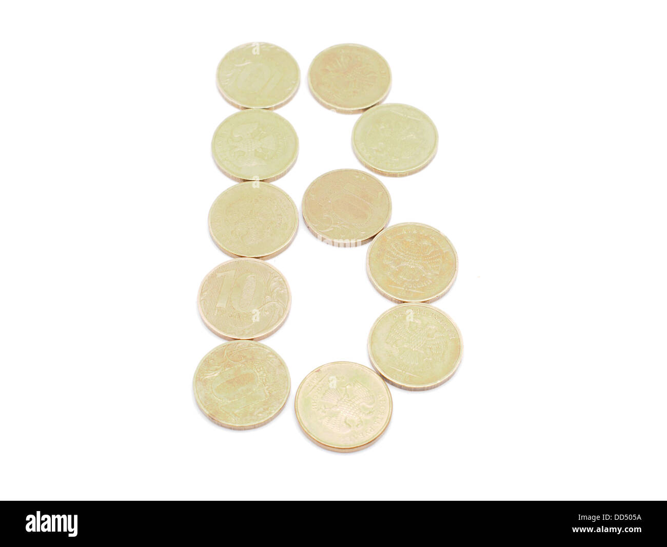 Letters of coins on a white background Stock Photo Alamy