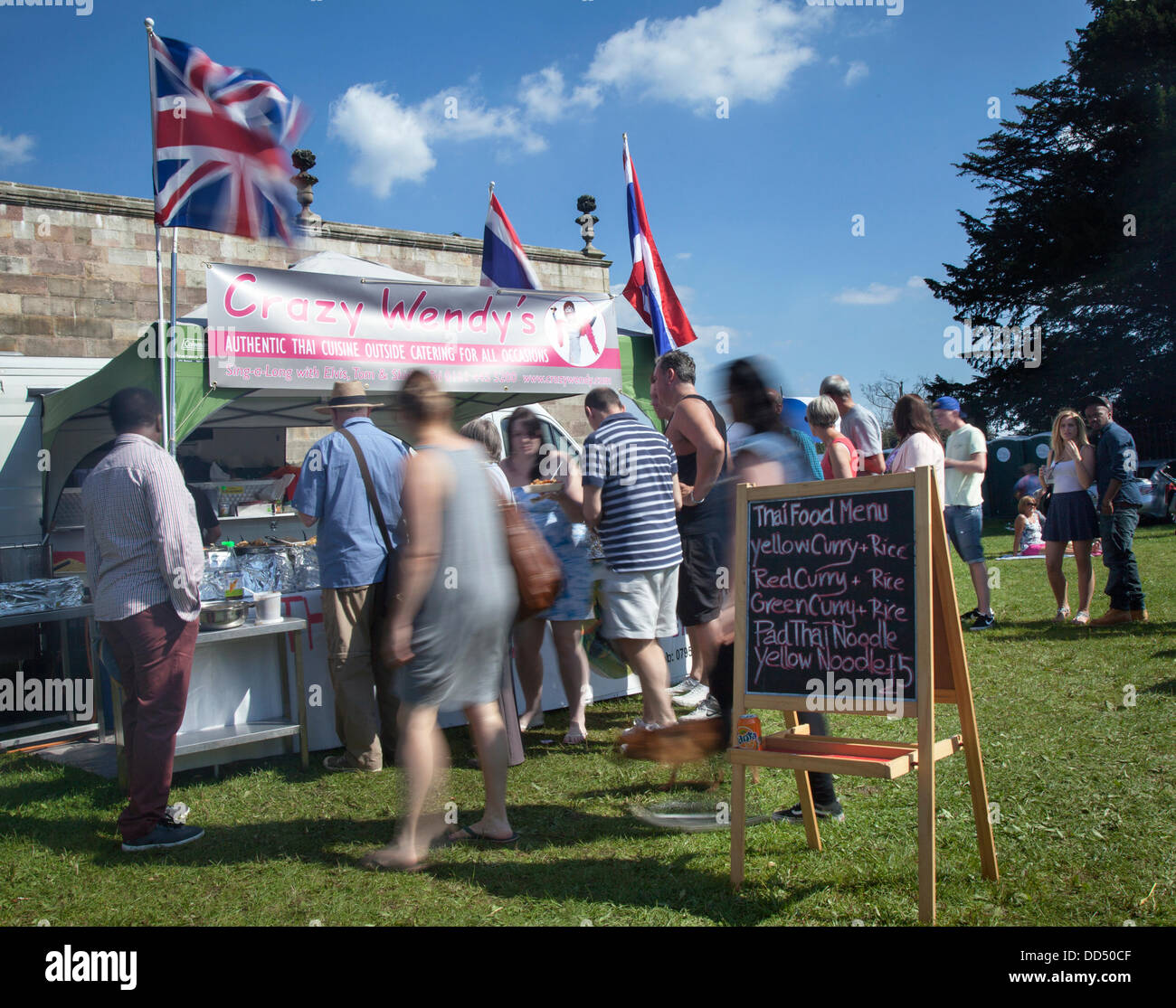 Stonyhurst College, Clitheroe, UK. 26th August, 2013. Crazy Wendys Take-away Thai food at the Great British Food Festival taking place in the Ribble Valley all over the bank holiday weekend hailed a huge success by organisers. The event included 80 local producers inside & out, offering a great mix of the finest local produce and Hot food offered from fantastic hot and cold street food vendors. Stock Photo