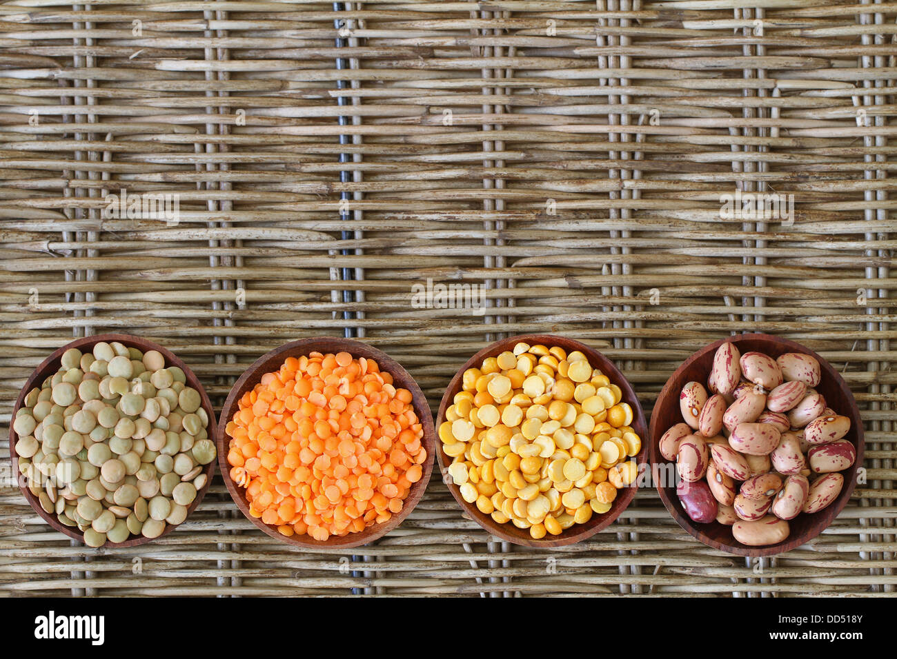 Selection of pulses with copy space Stock Photo