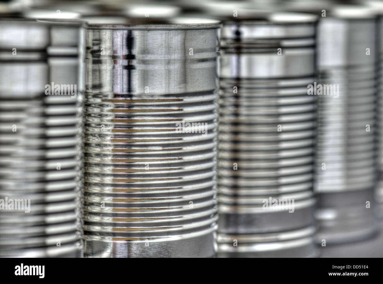 Close-up of alloy food cans Stock Photo