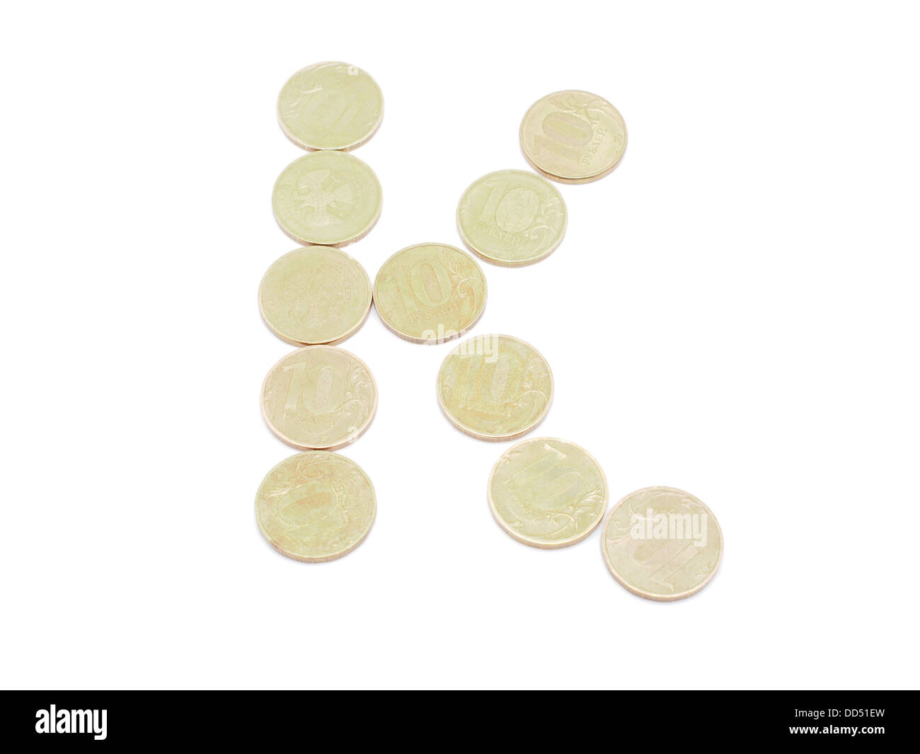 Letters of coins on a white background Stock Photo Alamy