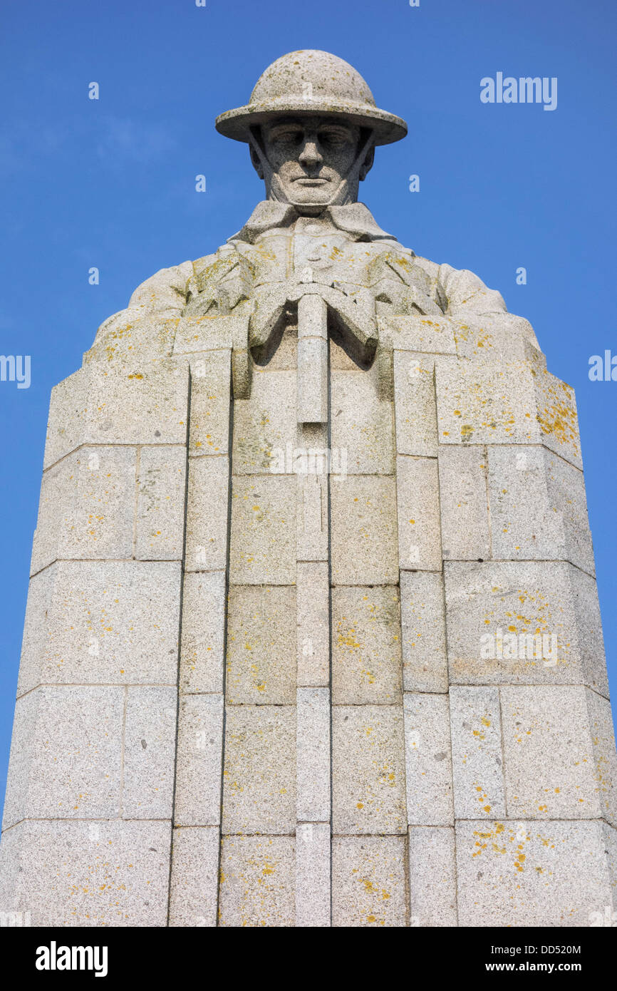 Brooding Soldier / St. Julien Memorial, Canadian First World War One monument at Saint-Julien / Sint-Juliaan, Flanders, Belgium Stock Photo