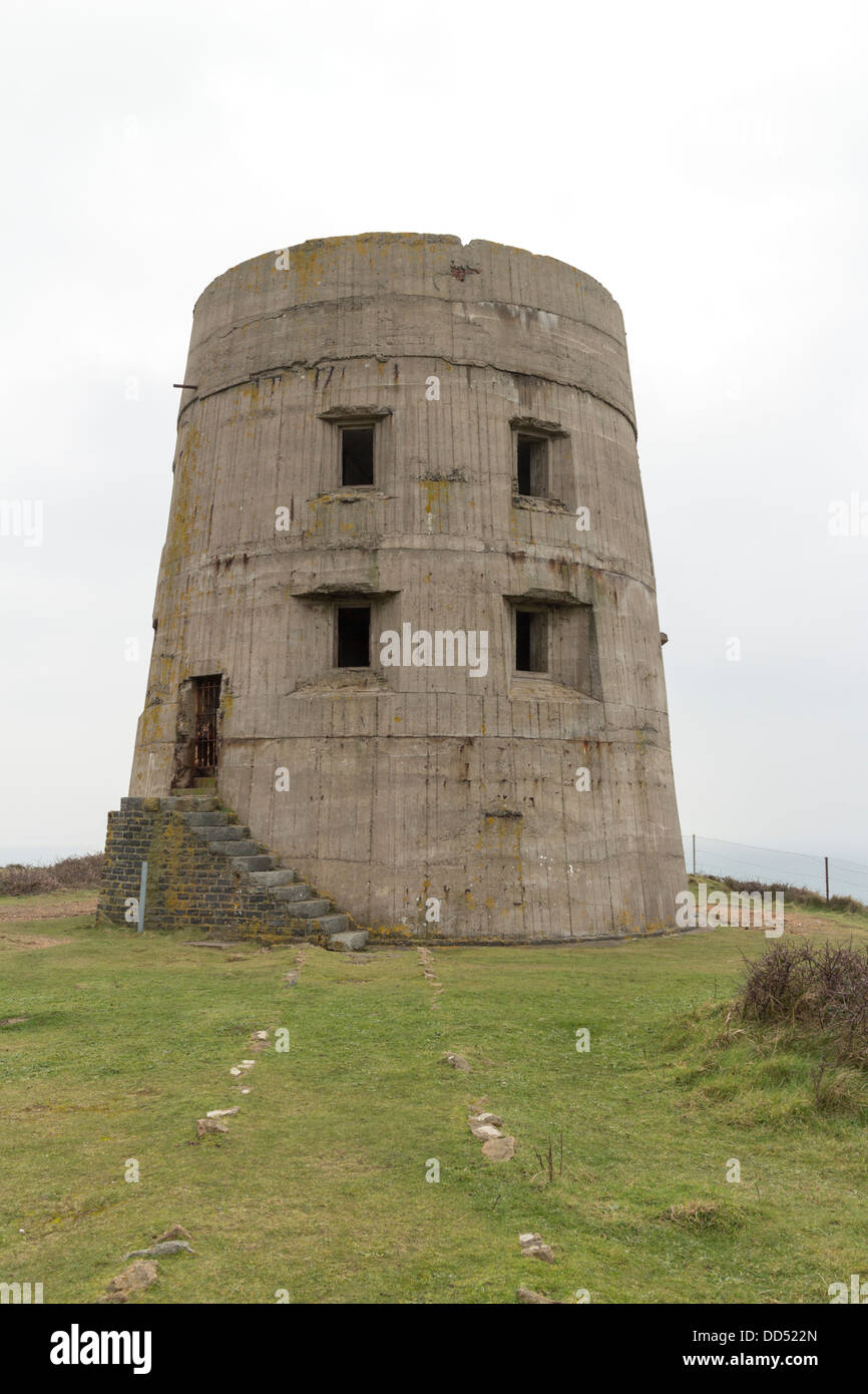 Guernsey 2013. Vazon Bay. German military observation post tower Stock Photo