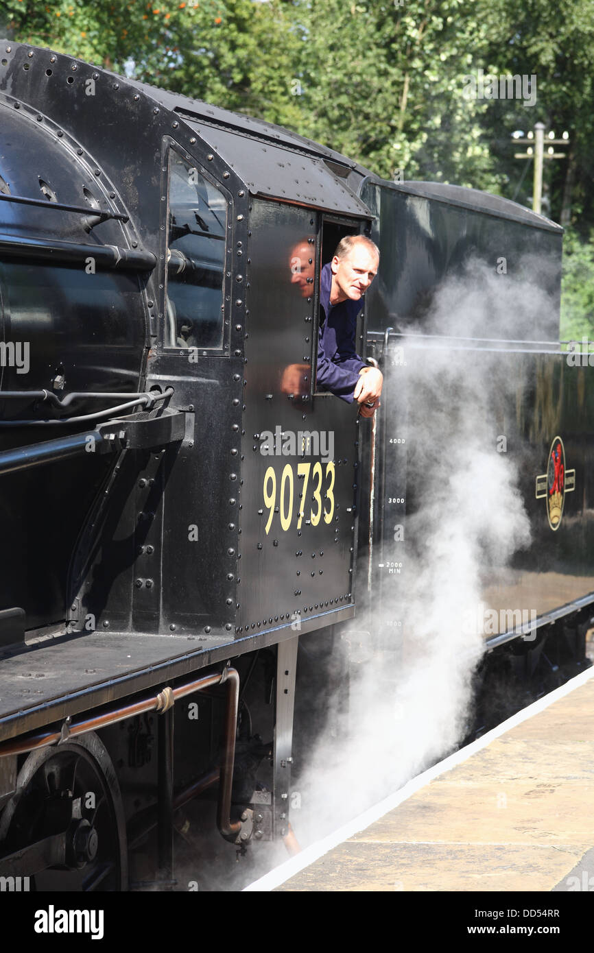 steam train driver, keighley and worth valley railway Stock Photo