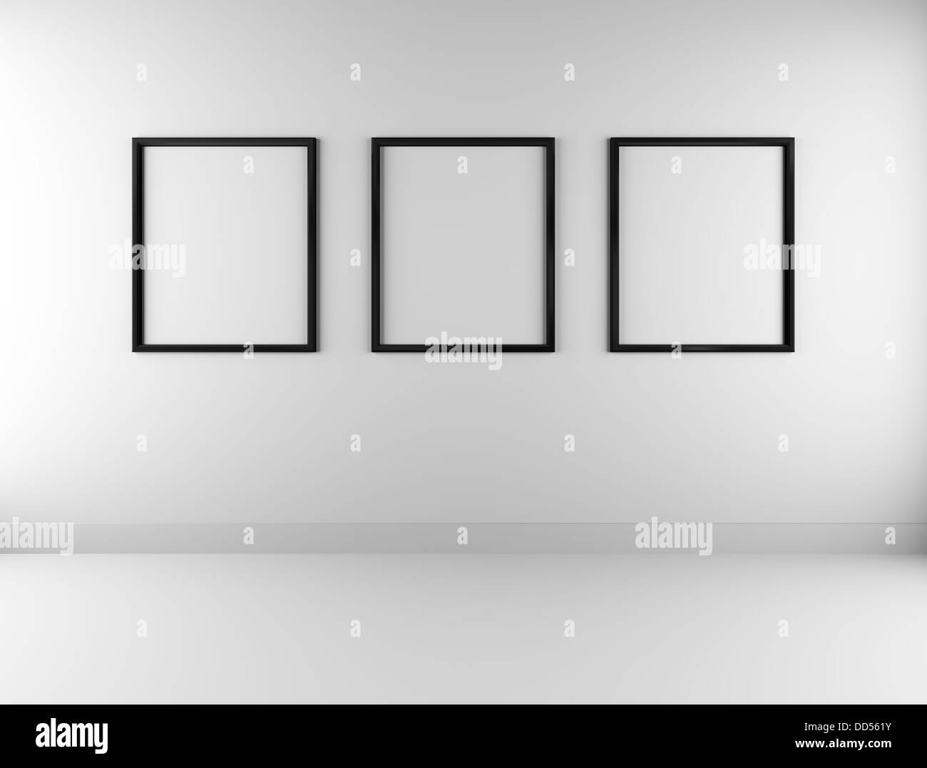 Three blank picture frames on wall Stock Photo Alamy