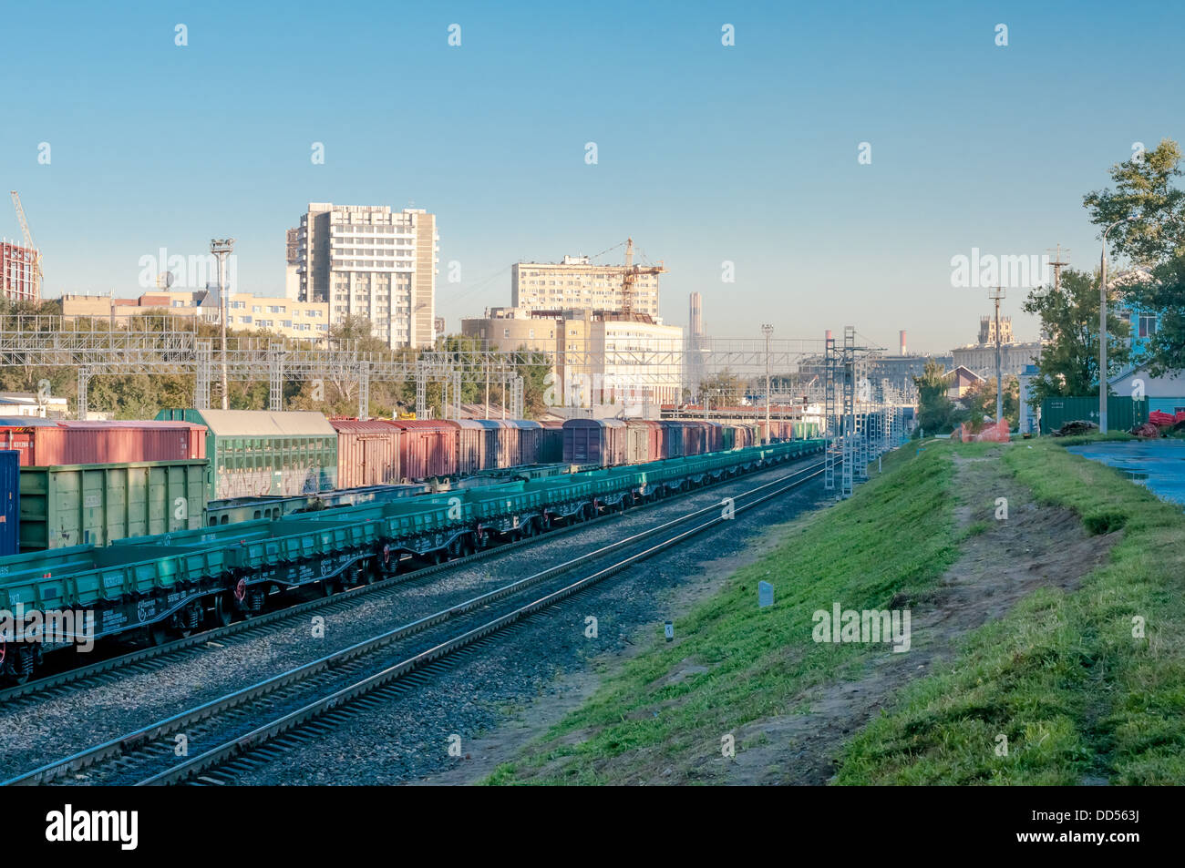 MOSCOW - 17 AUGUST 2013. TEZ-20, power plant station in Moscow with railroal infrastucture.Rail road ring till reconstruction Stock Photo