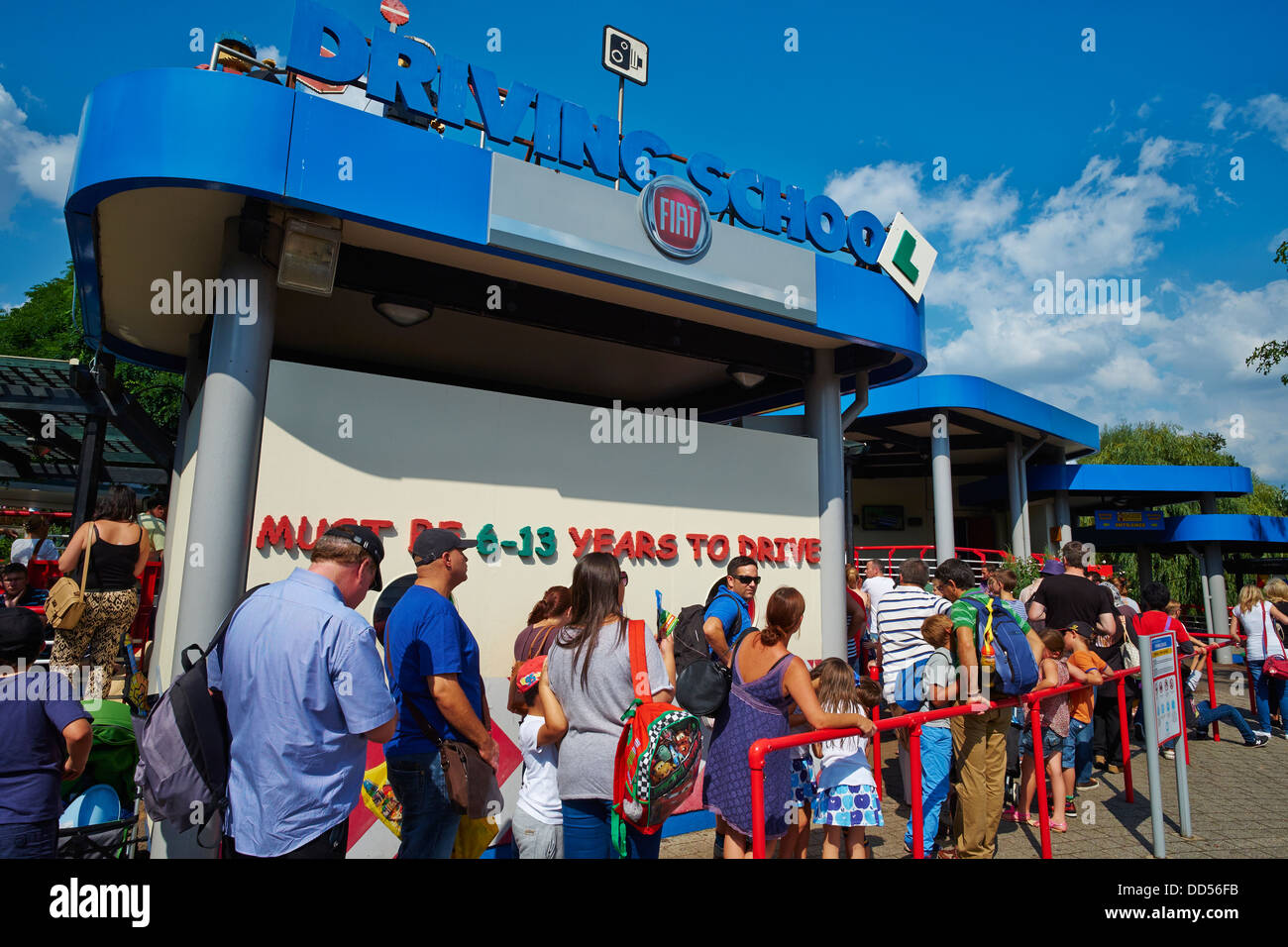 Queue for the Drving School Legoland Theme Park Windsor UK Stock Photo