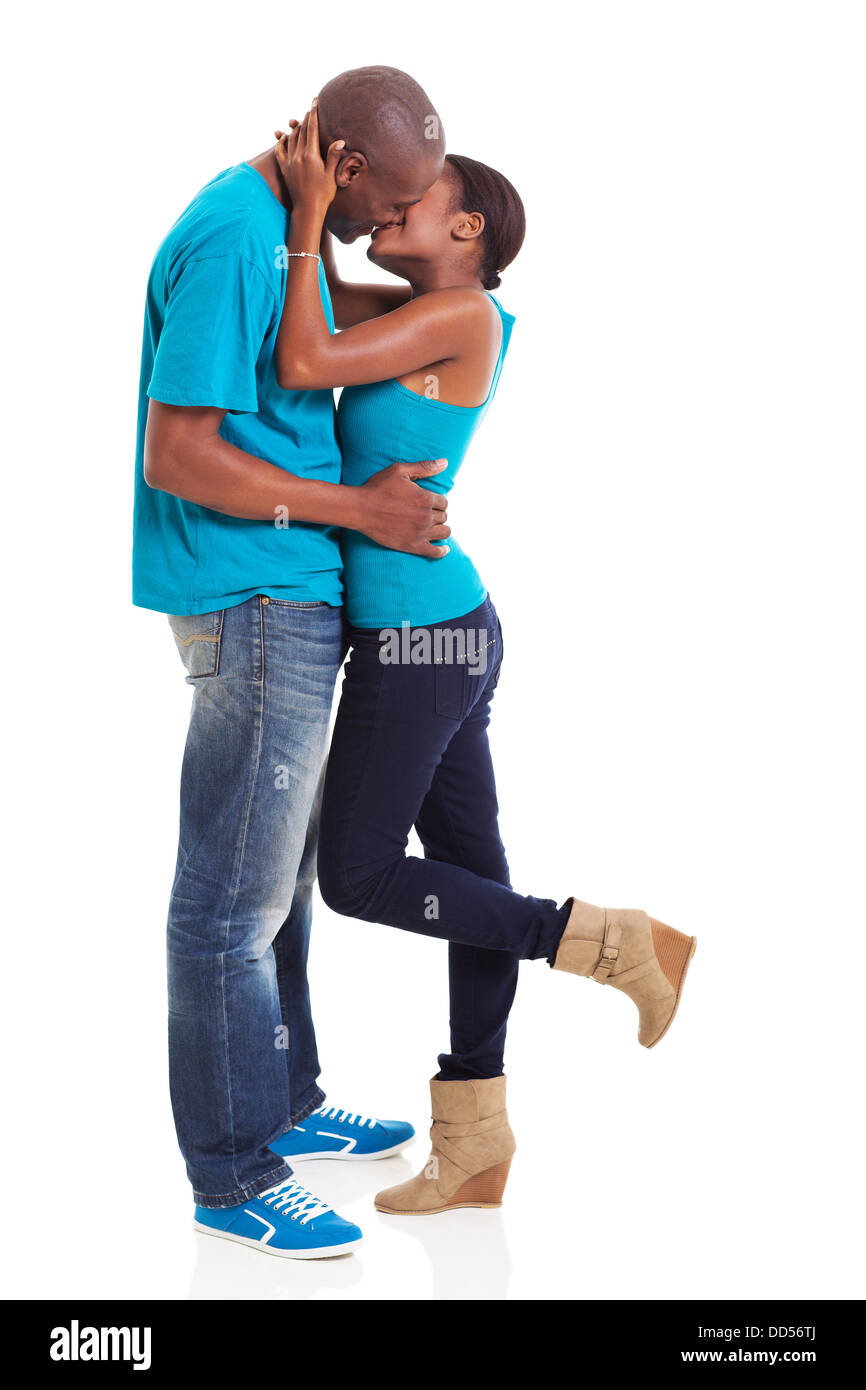 intimate young afro American couple kissing Stock Photo
