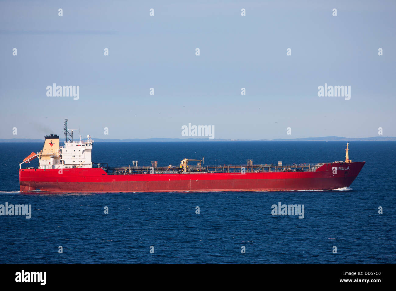 Primula bulker merchant ship transporting Oil and chemical tanker cargo in Baltic sea Stock Photo
