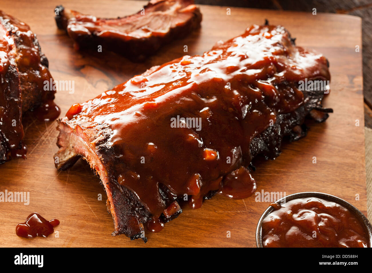 Smoked Barbecue Pork Spare Ribs with Sauce Stock Photo Alamy