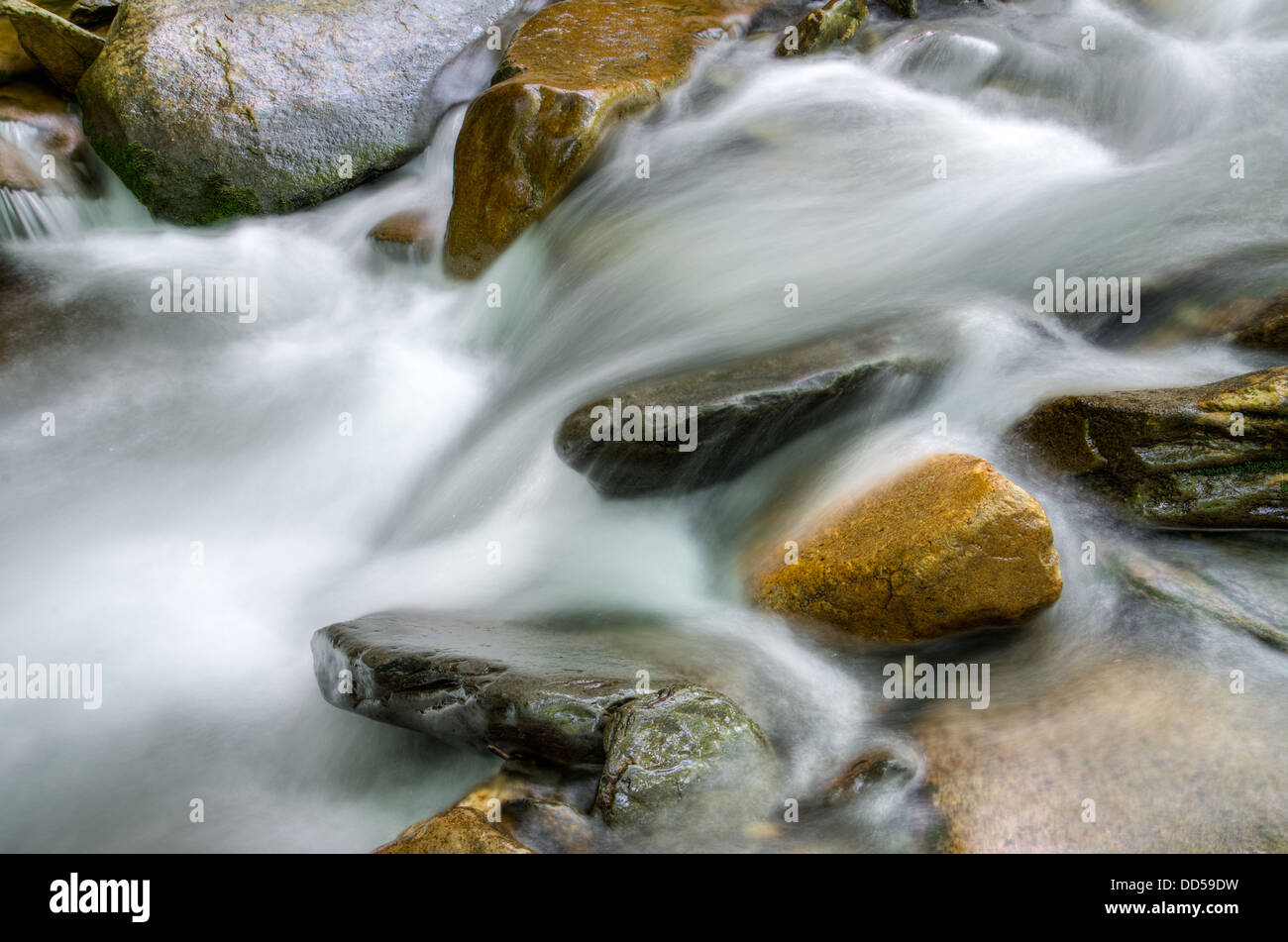Waterfalls in  the Little Pigeon River, outside Gatlinburg in the Great Smoky Mountains National Park Stock Photo