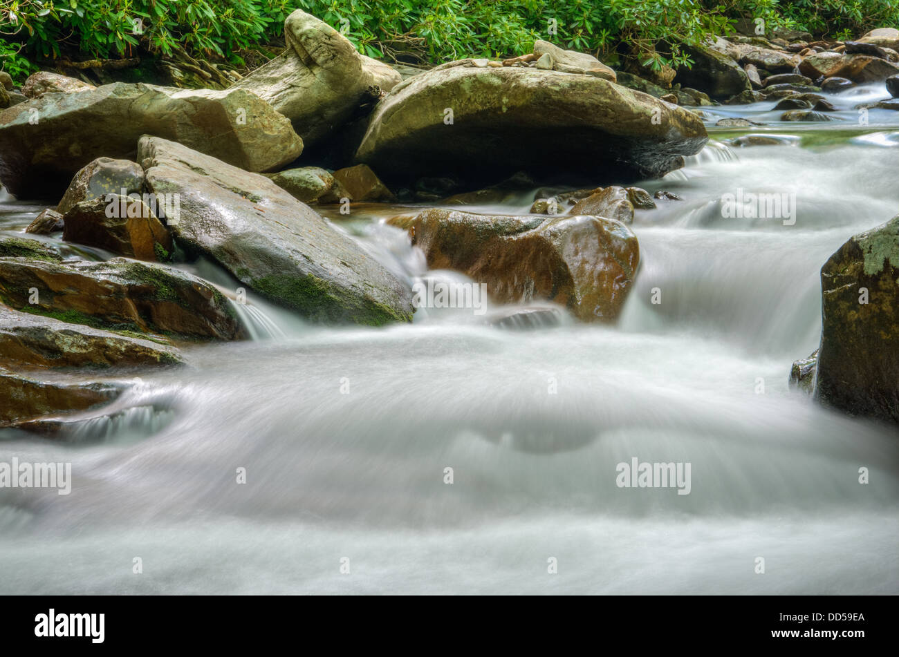 Waterfalls in  the Little Pigeon River, outside Gatlinburg in the Great Smoky Mountains National Park Stock Photo