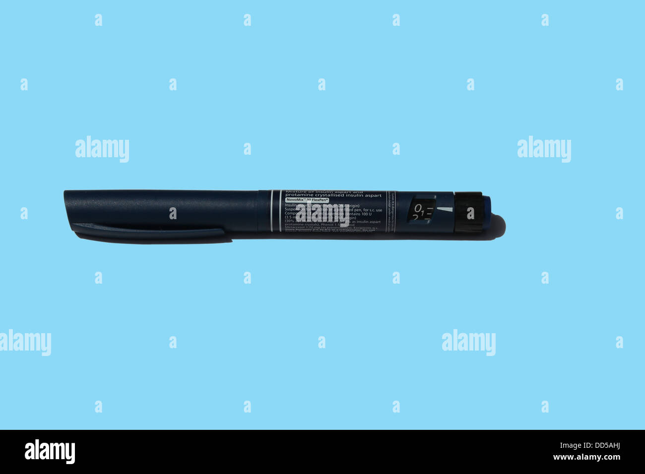 An insulin pen for injecting insulin to diabetic patients Stock Photo