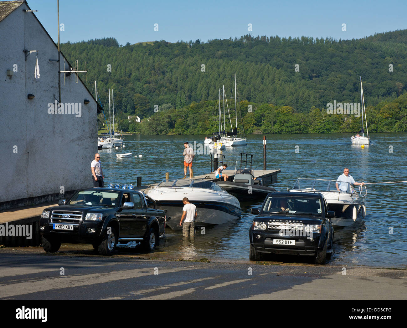 Launching boats at Ferry Nab, Lake Windermere, Lake District National