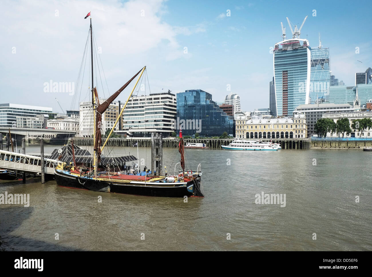 The Lady Daphne moored in the Thames. Stock Photo